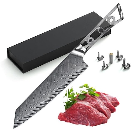 Katsura Cutlery Katsura Cutlery CKTD21B-no logo 8 in. Japanese Premium AUS 10 67 Layers Damascus Steel Gyuto Chef Knife Blank 50 mm Wide Blade No Logo Woodworking Project Kit-Thunder-X Series CKTD21B-no logo